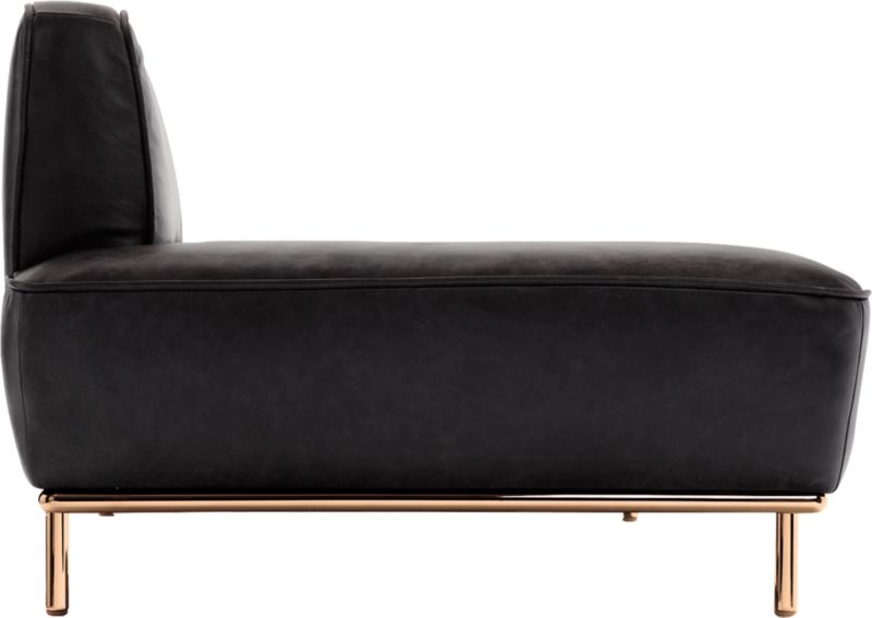 Lawndale Black Leather Daybed with Brass Base - Image 3