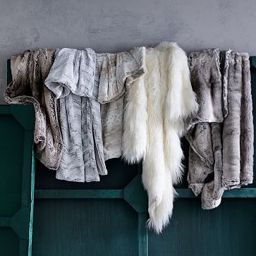 Faux Fur Ombre Throw, 60"x80", Feather Gray - Image 5