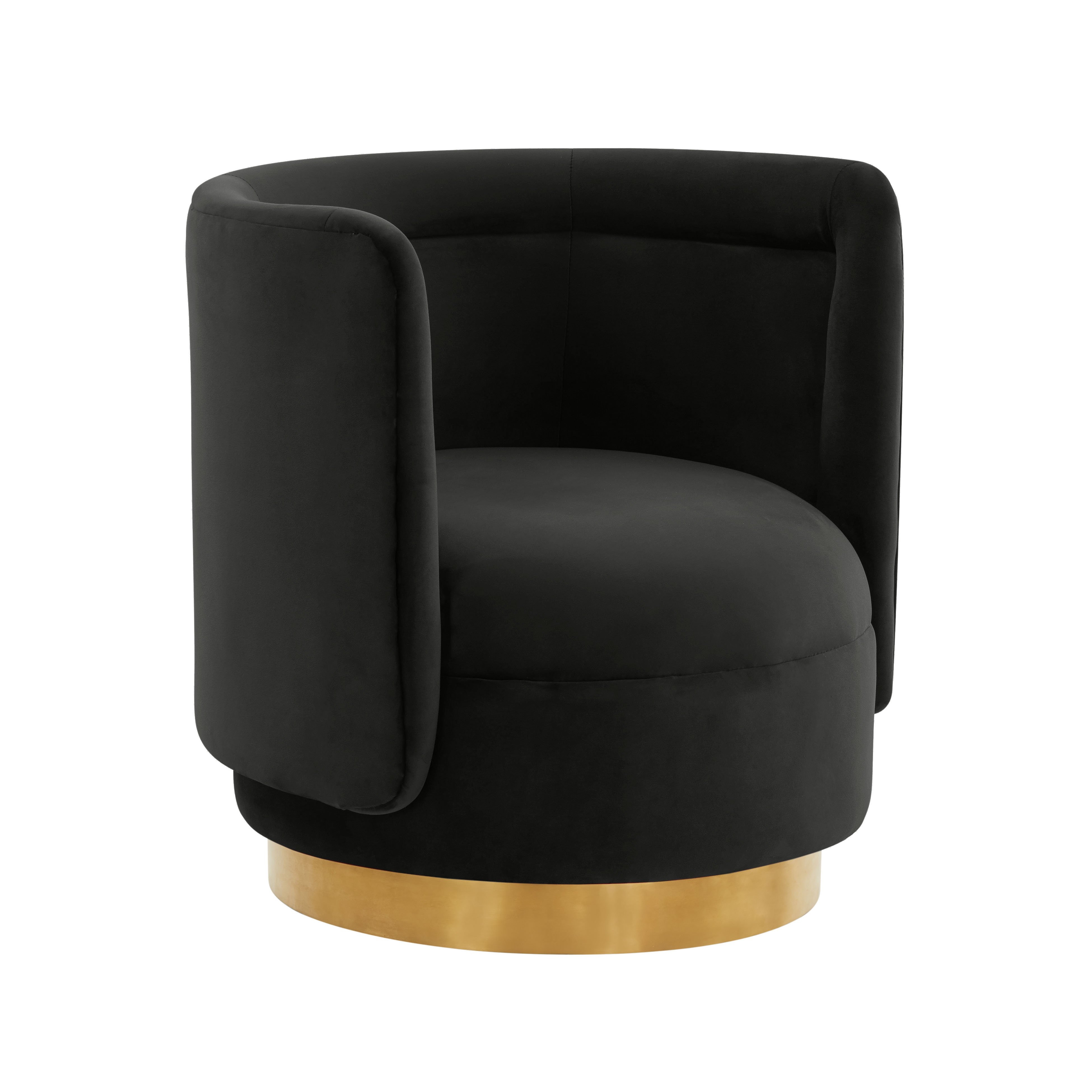 Remy Black Velvet Swivel Chair - Image 0