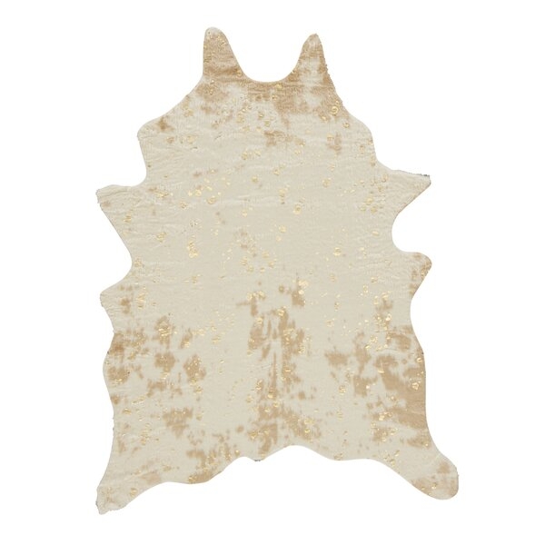 Pilla Ivory/Brown Novelty Faux Cowhide Ivory/Brown Area Rug See More by Union Rustic - Image 0