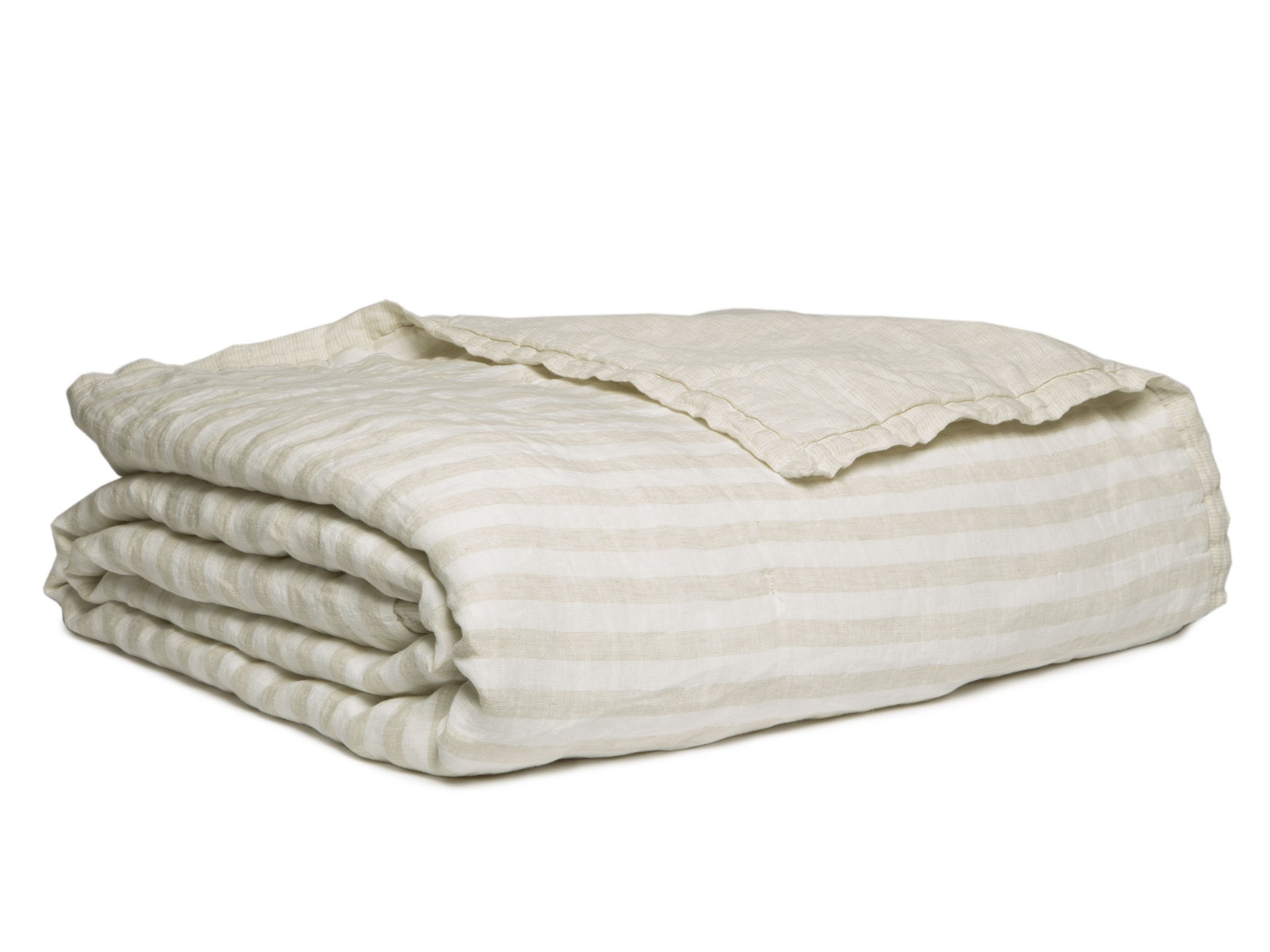 Full/Queen Linen Striped Quilt in Natural | Parachute - Image 0