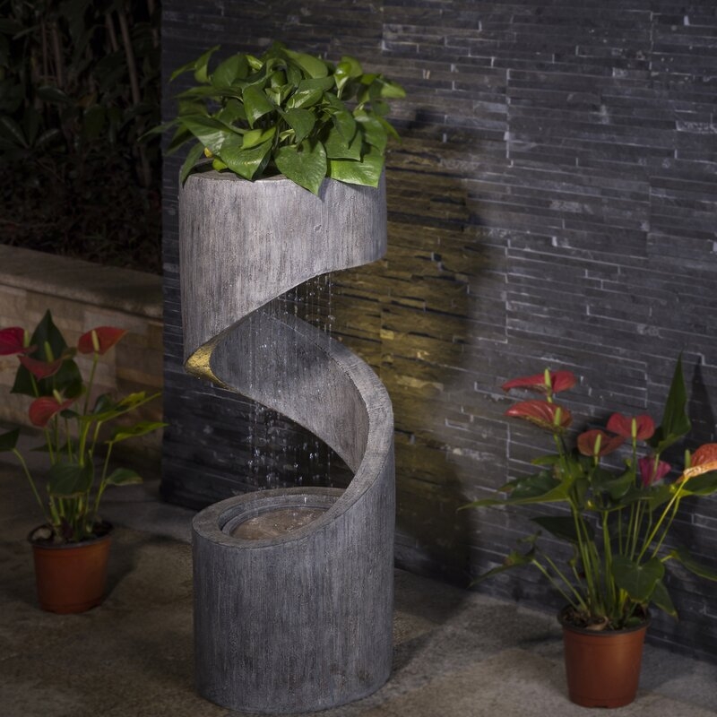 Dinapoli Resin Curving Shaped Fountain with Light - Image 2
