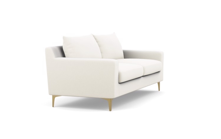 Sloan Sofa in Ivory Fabric with Brass Plated Legs - 83" - Image 1