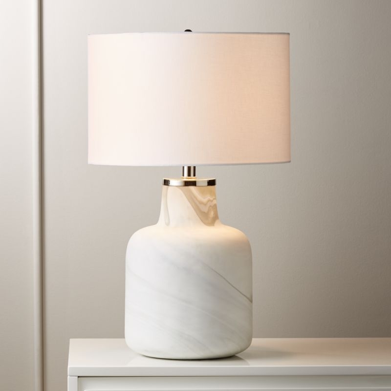Large Marblized Grey Table Lamp - Image 2