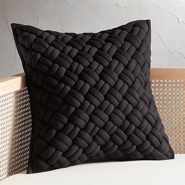 "20"" Jersey Black InterKnit Pillow with Down-Alternative Insert" - Image 0