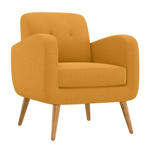 Valmy Lounge Chair- Mustard Yellow Linen - Image 1