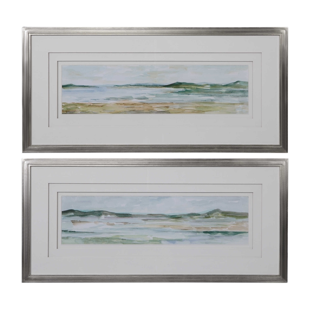 PANORAMIC SEASCAPE FRAMED PRINTS, S/2 - Image 0