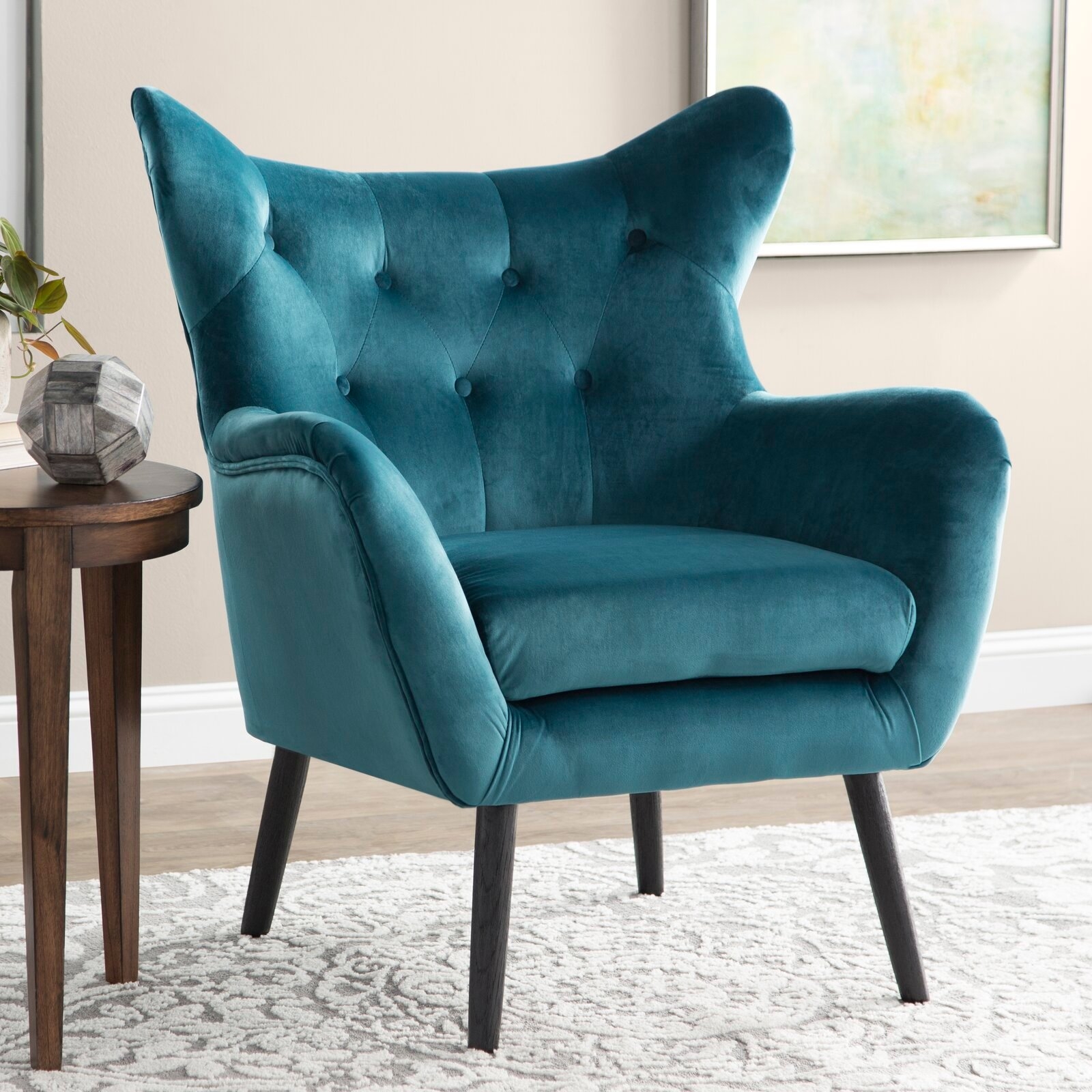 Bouck 30'' Wide Tufted Velvet Wingback Chair - Image 1