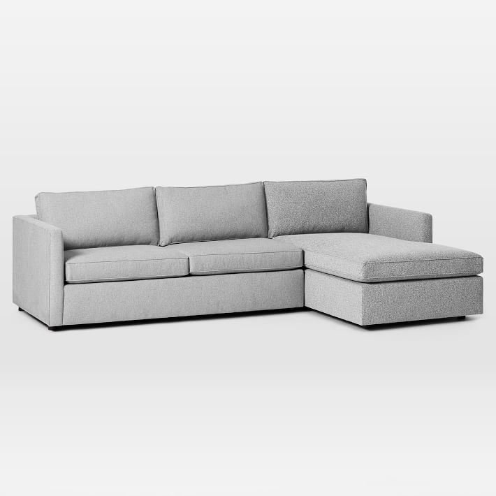Harris Sectional Set 07: Left Arm 75" Sofa, Right Arm Storage Chaise, Poly, Chenille Tweed, Irongate, - Image 0
