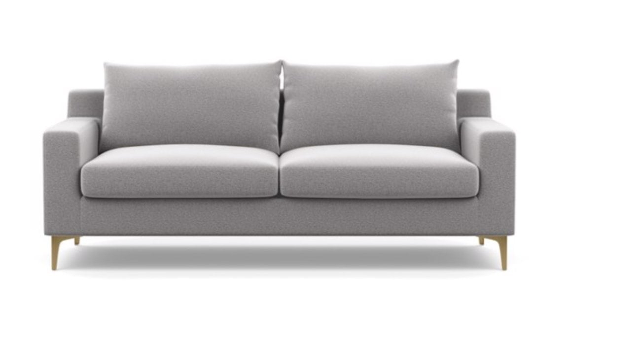 Sloan Sofa in Ash Fabric with Brass Plated legs 87" - Image 0