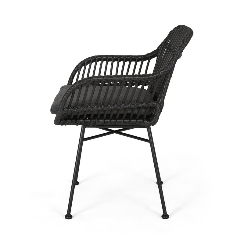 Maspeth Outdoor Woven Patio Chair with Cushion (set of 2) - Image 3