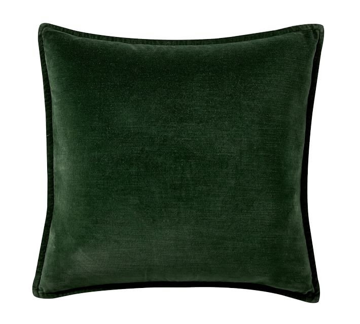 Washed Velvet Pillow Cover, 20 x 20", Hunter - Image 0