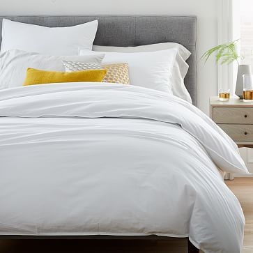 Organic Washed Cotton Duvet Cover, Full/Queen, Stone White - Image 0