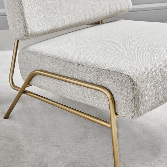 Wire Frame Slipper Chair, Platinum Linen Weave - Image 1