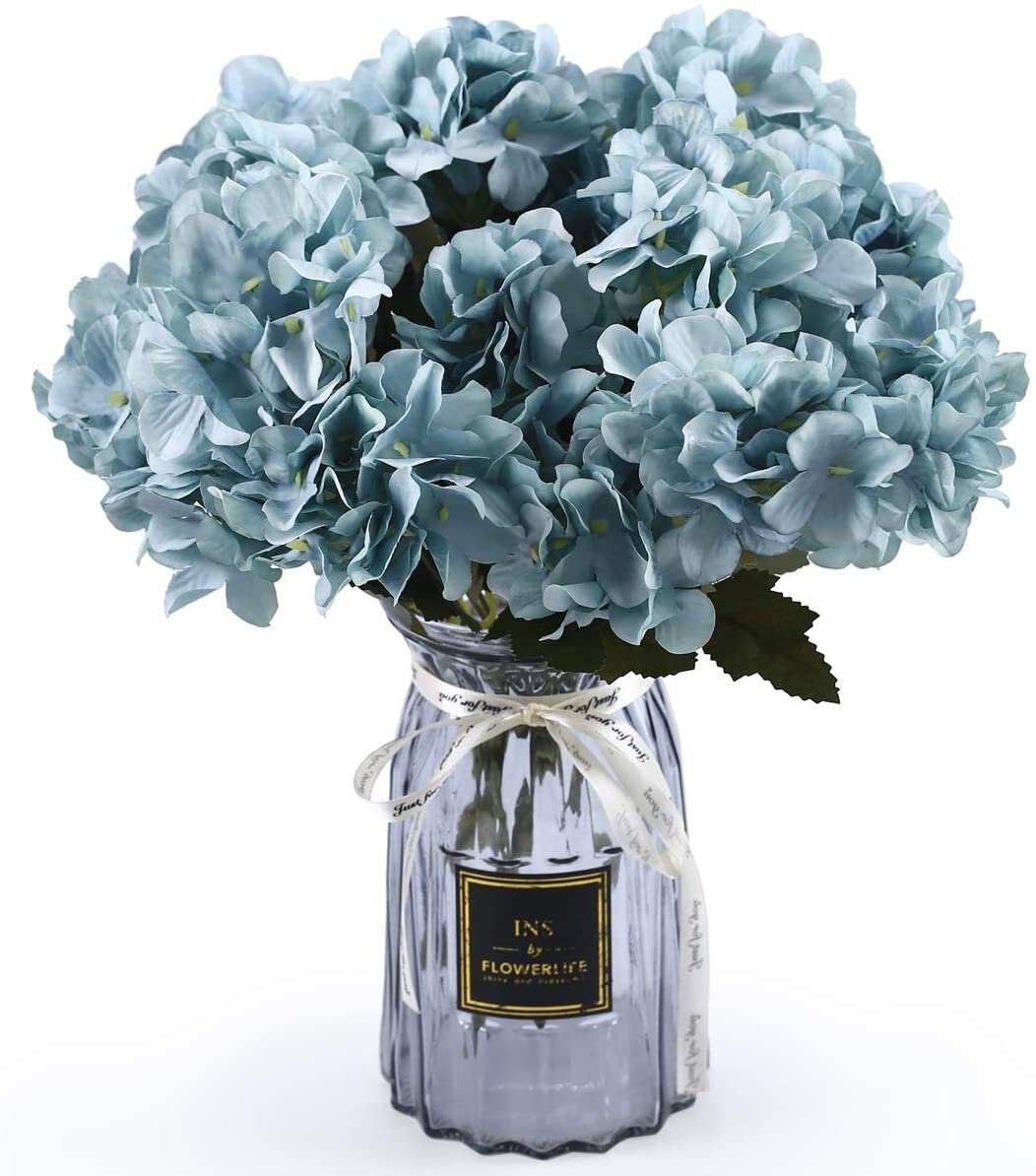4 Packs White Silk Hydrangea Flowers With Vase DIY Artificial Hydrangea Flowers Bouquets Arrangement Centerpiece For Weddings, Baby Showers, Birthday Parties, Home Office Decor - Image 0