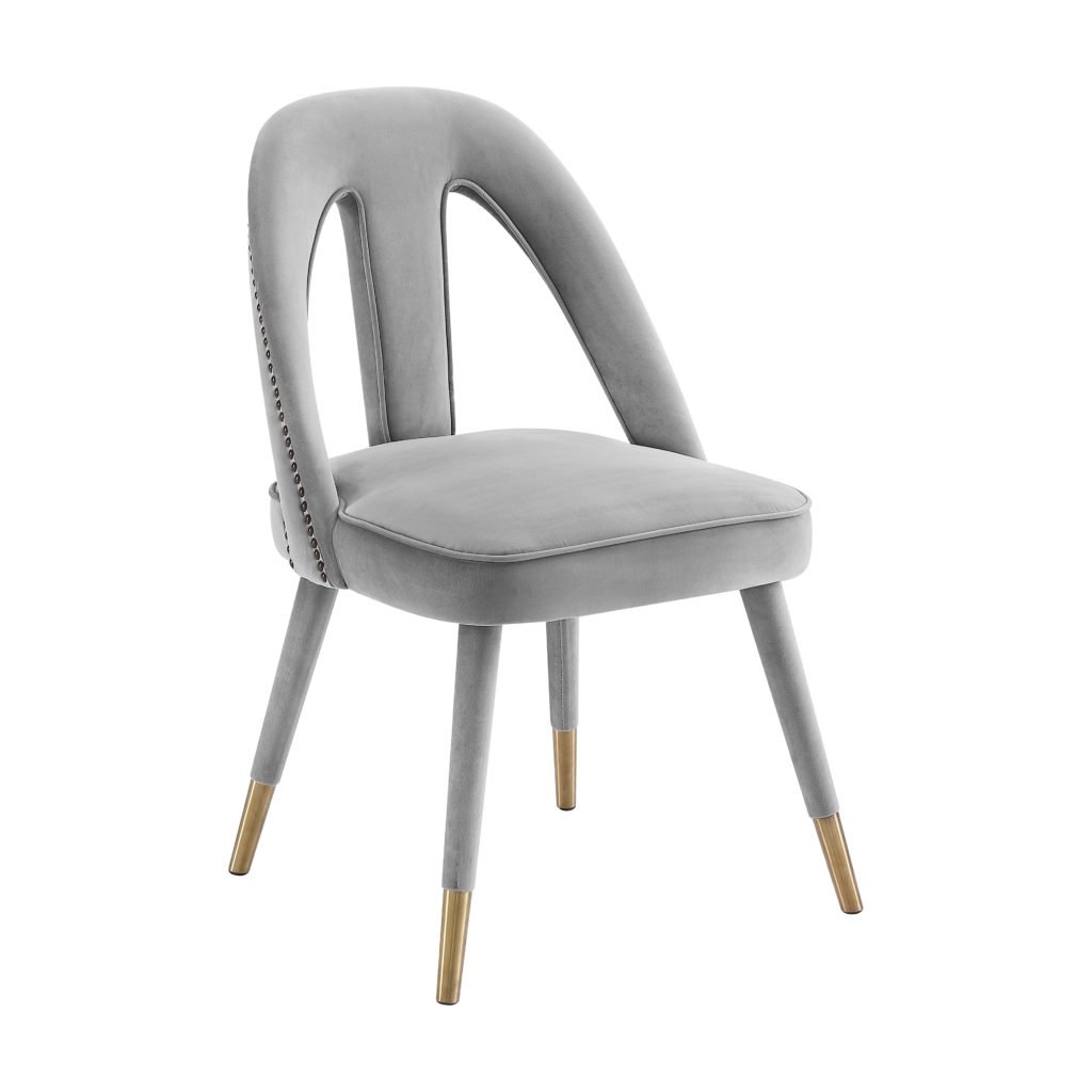 Petra Light Grey Velvet Side Chair - Image 0