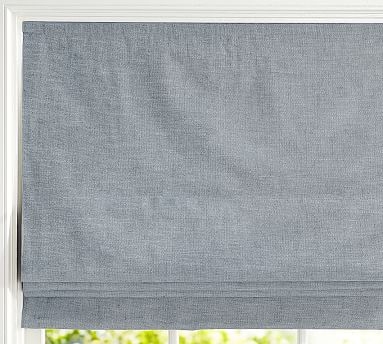 Emery Linen/Cotton Cordless Roman Shade, 44 x 64", Blue Dawn - Image 0