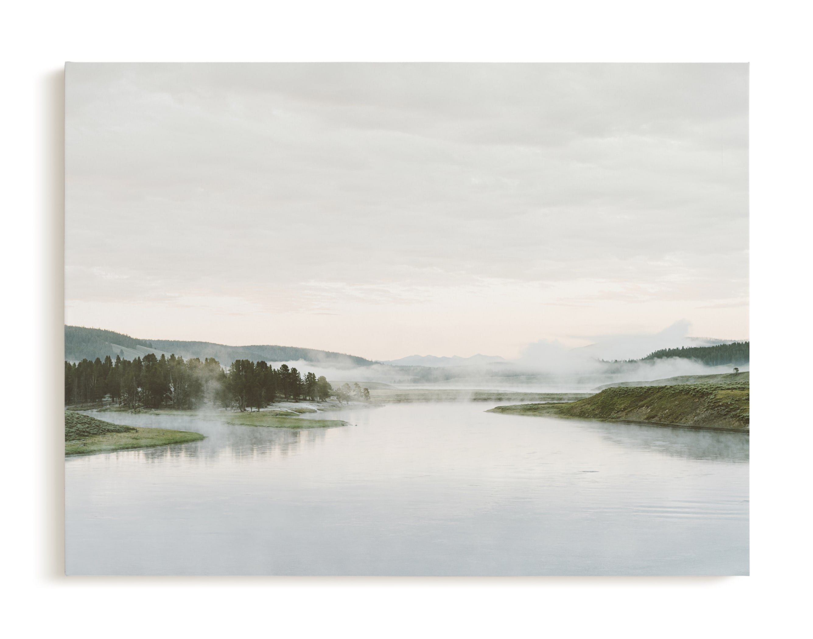 Misty lake - canvas - 40x30 - winter green - Image 0