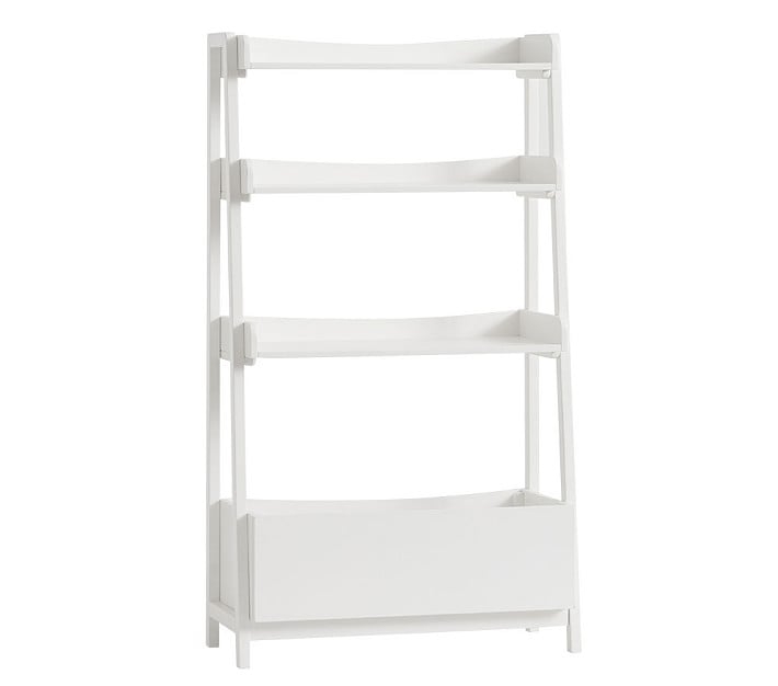 Angled Bookcase, Simply White, Standard UPS Delivery - Image 1