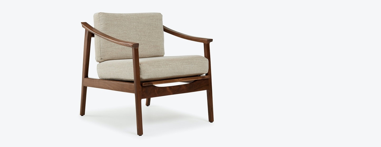 White Bradshaw Mid Century Modern Chair - Tussah Snow - Walnut - Image 0