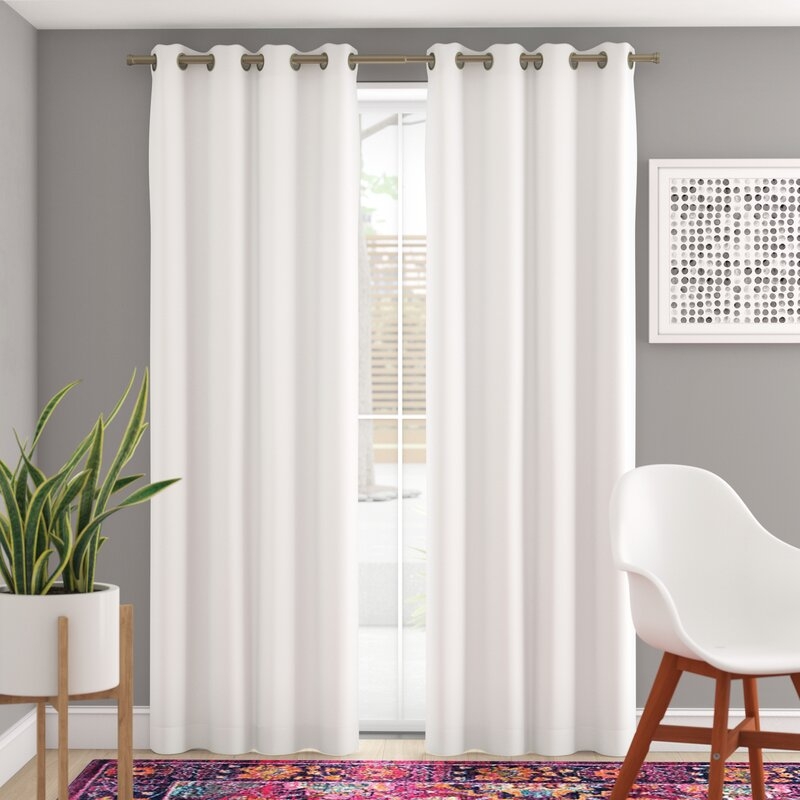 Loraine Solid Blackout Thermal Grommet Curtain Panels (Set of 2) / White / 52" x 96" - Image 0