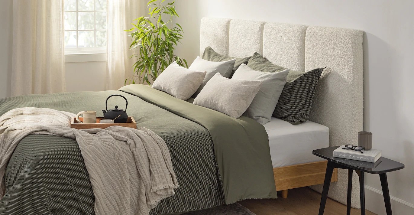 Noel King Headboard - Lunaria White Bouclé - Image 1