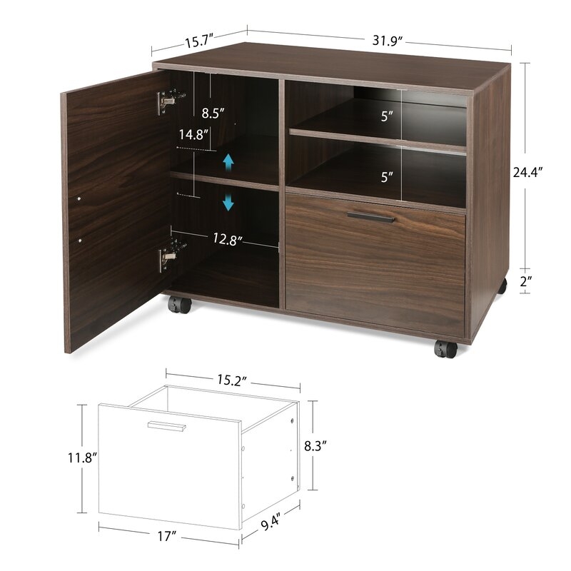 1-Drawer Mobile Lateral Filing Cabinet - Image 1