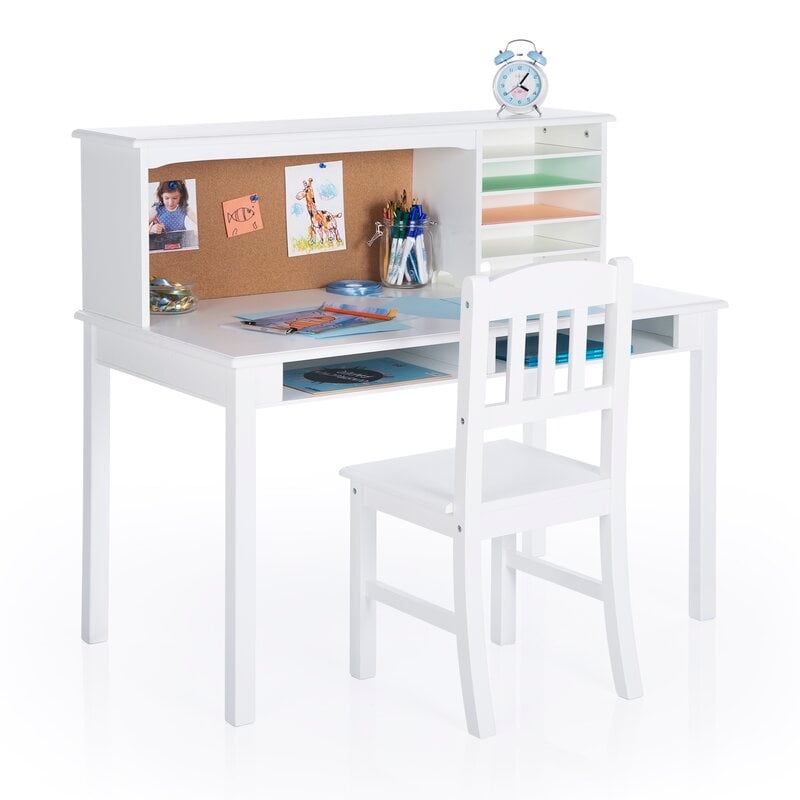 Glaser Kids Writing Desk and Chair Set with Kids Hutch - Image 0