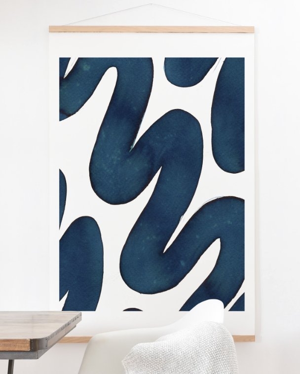 BLUE SWIRLS Art Print And Hanger By Elena Blanco - Image 0