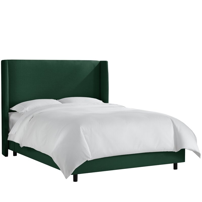 Queen Linen Conifer Green Alrai Upholstered Standard Bed - Image 1