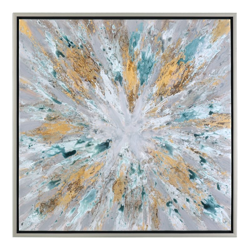 'Exploding Star Modern' Abstract Framed Oil Painting Print on Canvas - Image 0