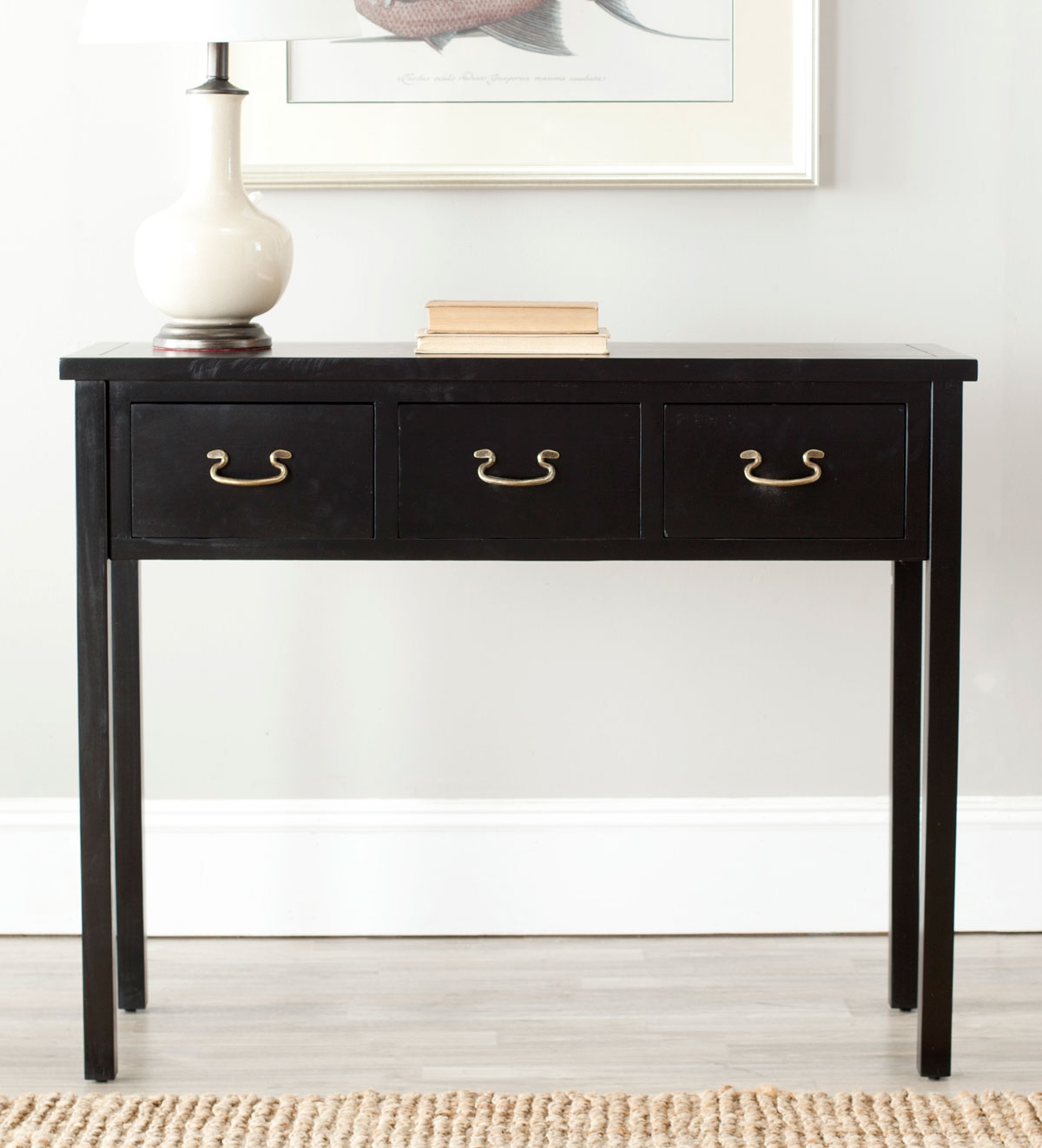 Cindy Console With Storage Drawers - Black - Arlo Home - Image 1