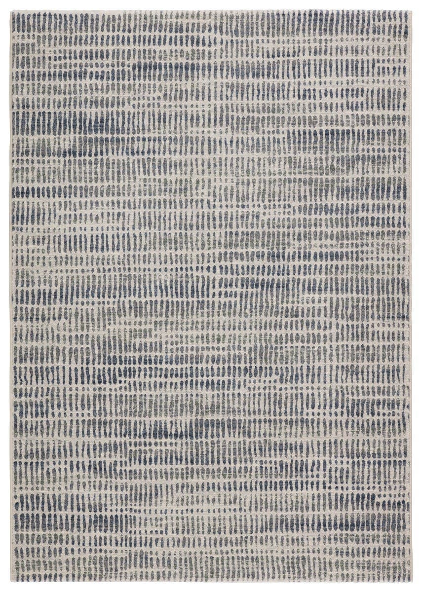 Escape Abstract Blue/ White Area Rug (5'3" X 7'6") - Image 0