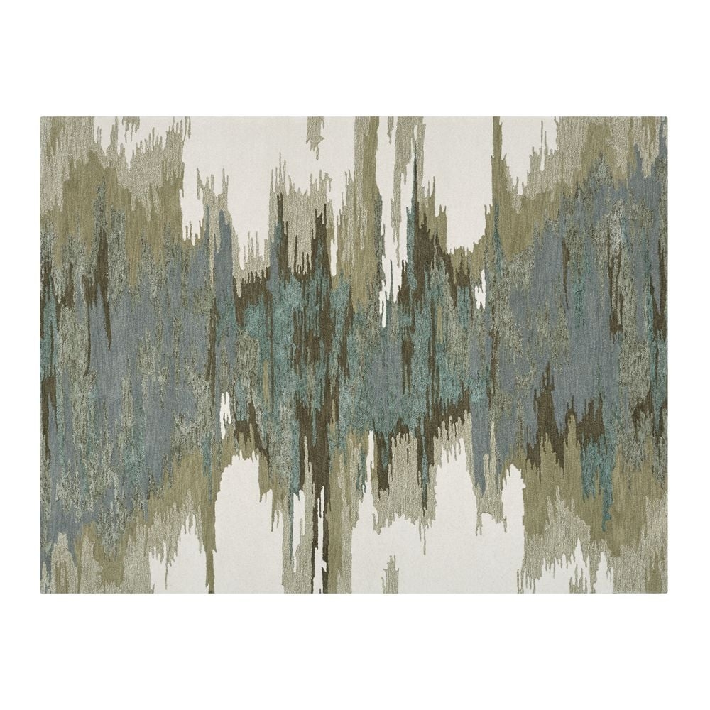 Birch Cyan Wool-Blend Abstract Rug 8x10 - Image 0