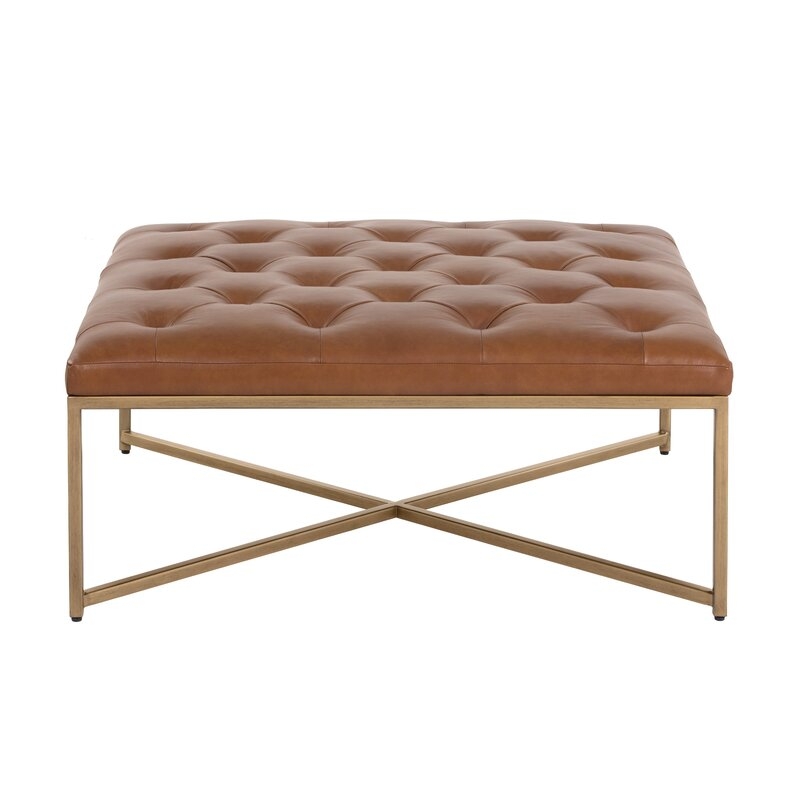 Wynonna Square Leather Tufted Cocktail Ottoman - Image 2