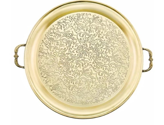 Round Etched Steel Serving Tray - Image 0