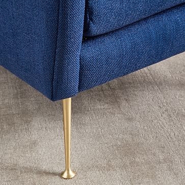 Carlo Mid-Century Chair, Distressed Velvet, Olive, Brass Legs, Set of 2 - Image 2