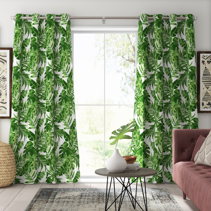 Allyson 3M Scotchguard Floral Semi-Sheer Outdoor Grommet Curtain Panels - Image 1