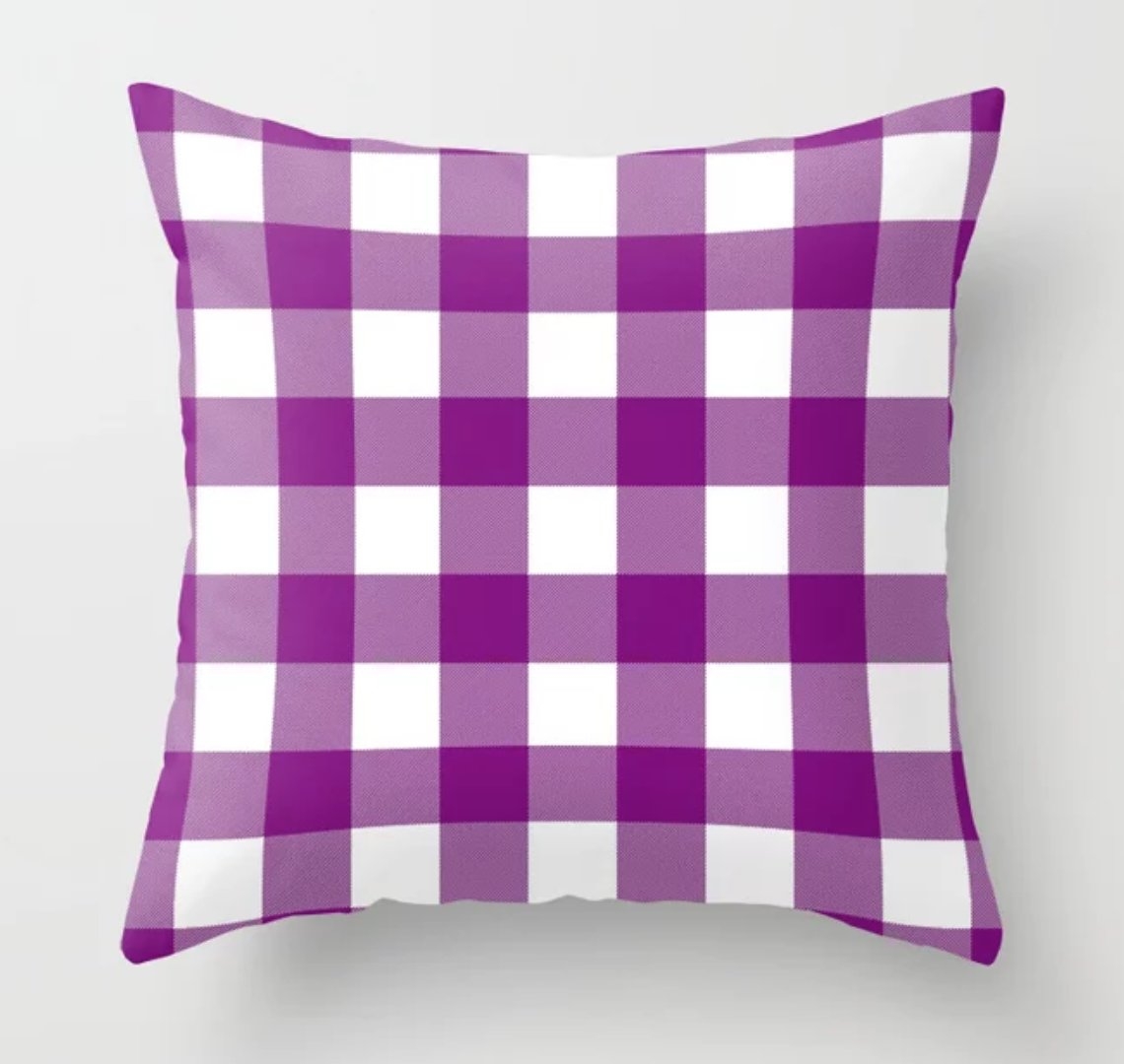 Gingham (Purple/White) Throw Pillow - Image 0