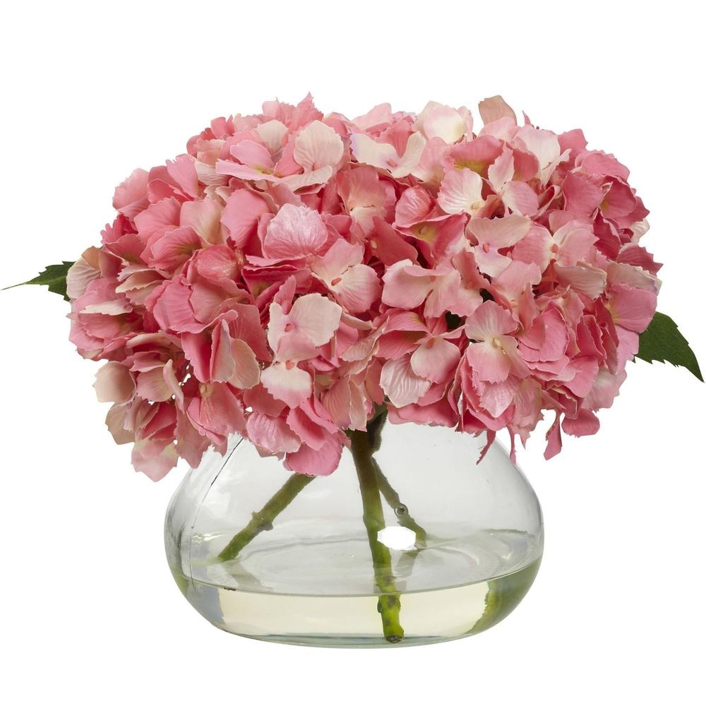 Blooming Hydrangea w/Vase - Pink - Image 0