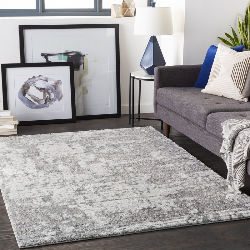 Madero Abstract Jute/Sisal Medium Gray, Light Gray, Ivory, And Charcoal Area Rug - Image 1