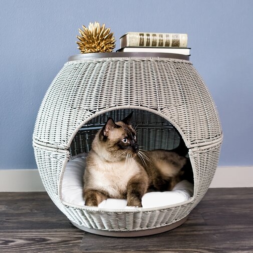 Lulu Deluxe Wicker End Table Cat Bed - Image 0
