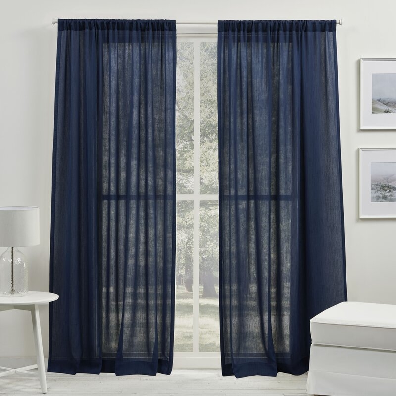 Coralina Solid Color Sheer Rod Pocket Single Curtain Panel - Image 0
