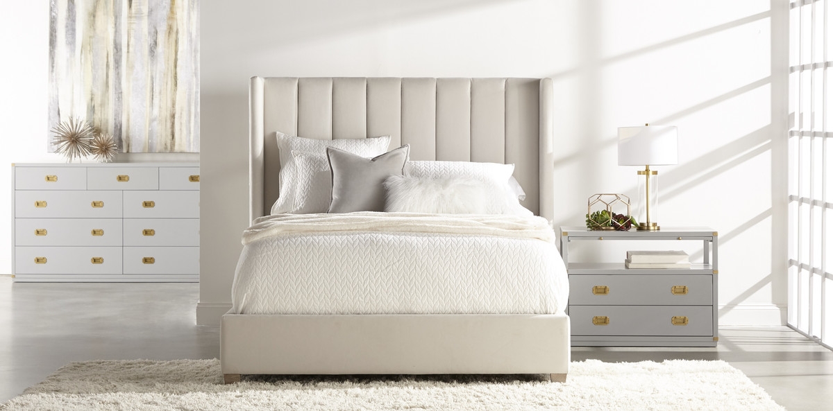 Chandler Bed, Cream, Queen - Image 1