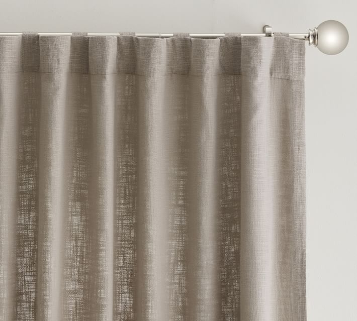 Seaton Textured Cotton Curtain 108", Dark Flax - Image 1