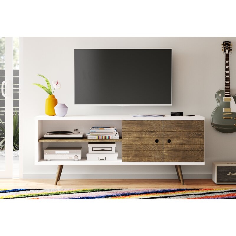 Osgood TV Stand for TVs up to 60 inches, White and Rustic Brown - Image 0