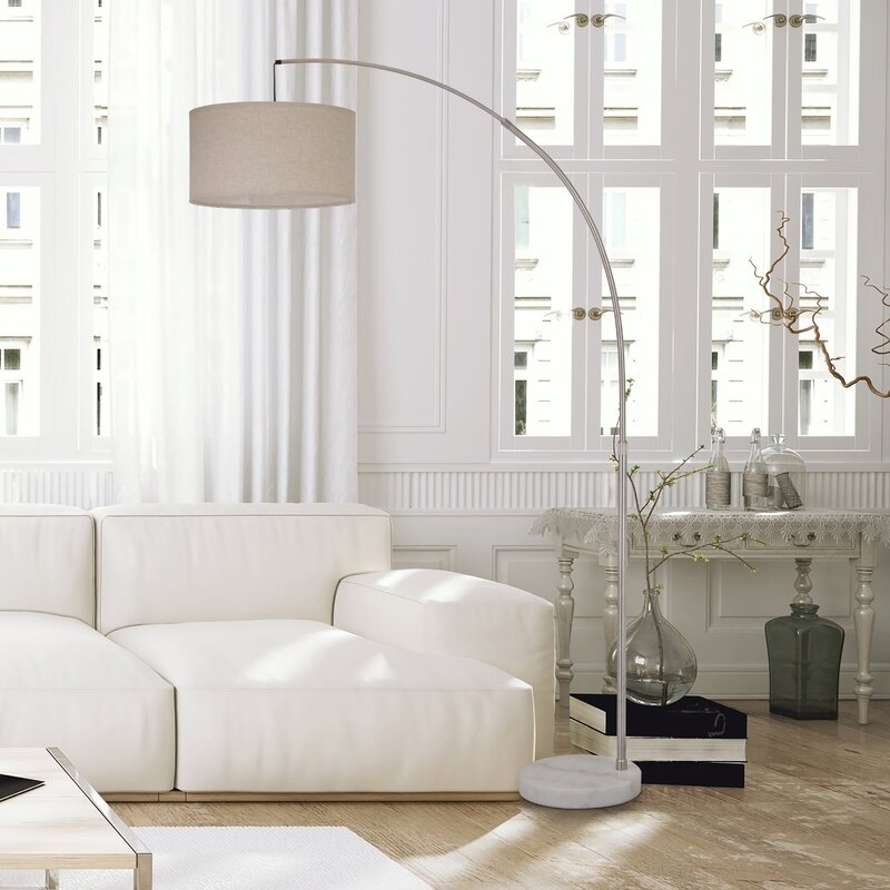 81" Arched Floor Lamp/ beige, white - Image 1