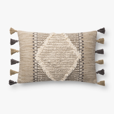 SAVOIE LUMBAR PILLOW, BEIGE AND MULTI, ED ELLEN DEGENERES CRAFTED BY LOLOI - with polyester fill - Image 0