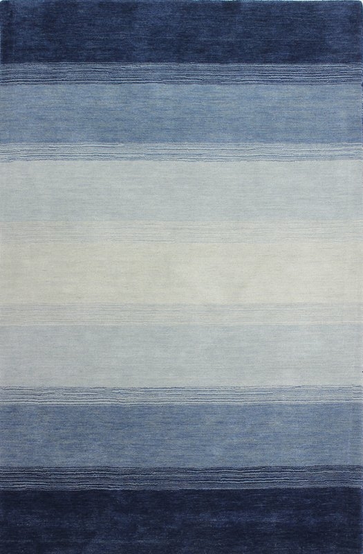 Hand-Woven Wool Blue Area Rug - Image 0
