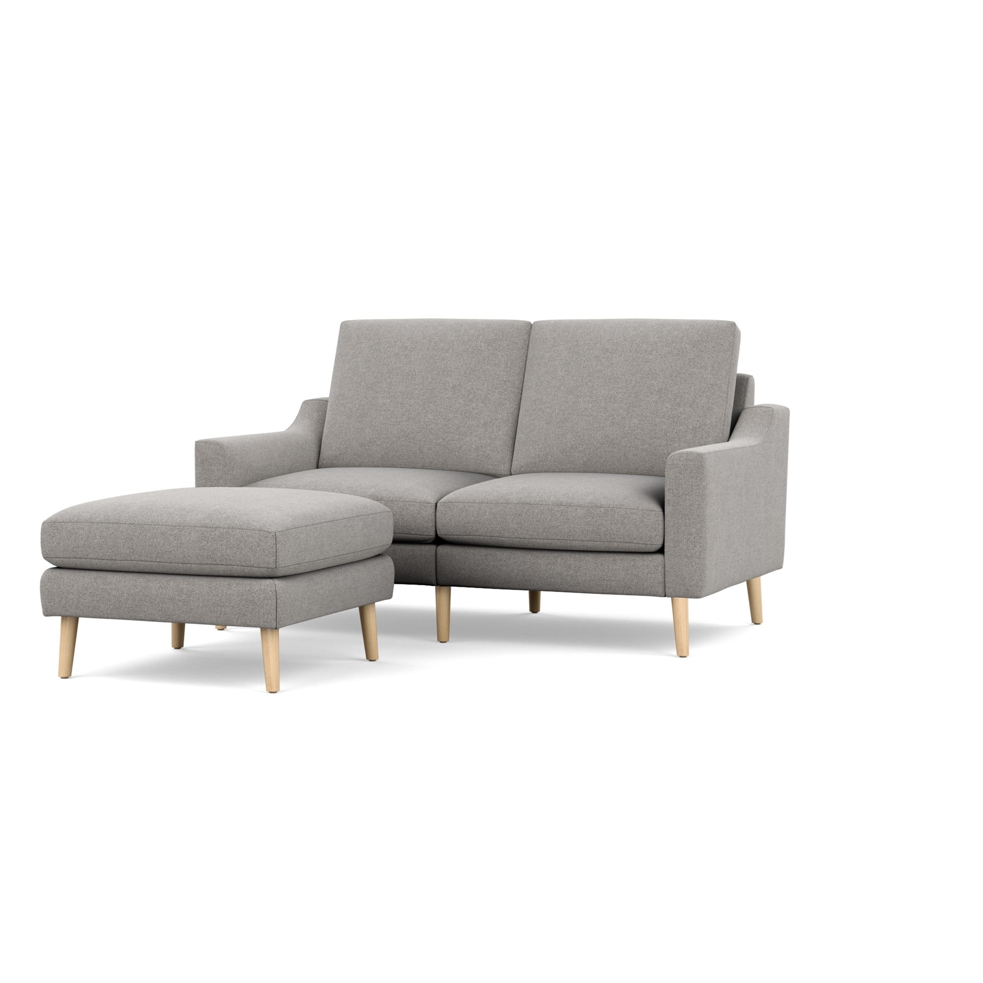 Nomad Loveseat with Ottoman - Crushed Gravel - Performance Chenille / Oak - Wood / Slope - Image 0